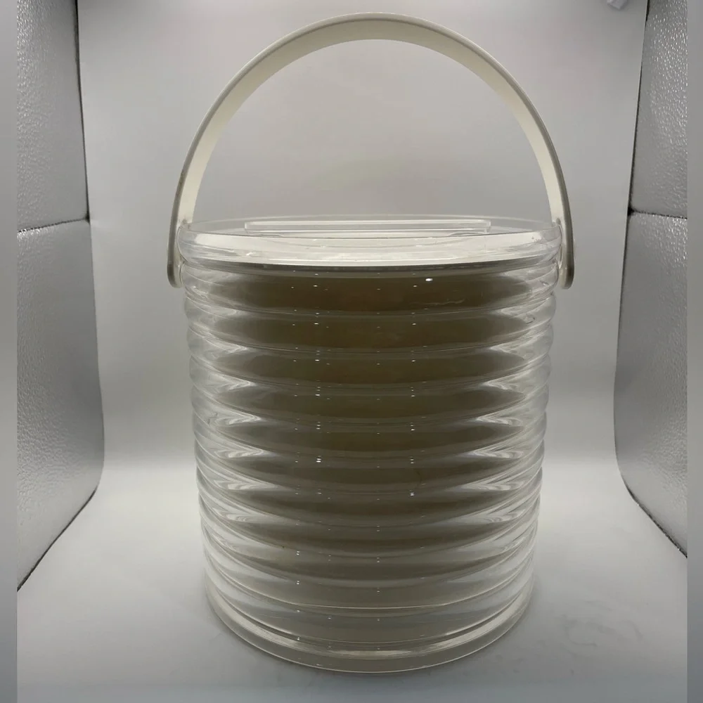 Vintage 70s Clear Acrylic Ice Bucket MCM Made in USA